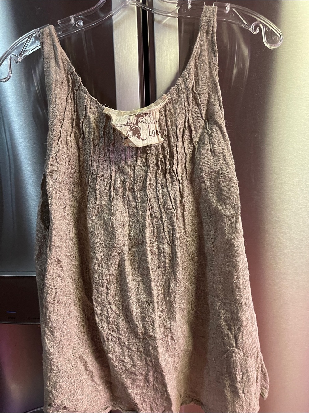 Magnolia Pearl Layered Crinkled Tank Top — Taupe - Picture 2 of 3